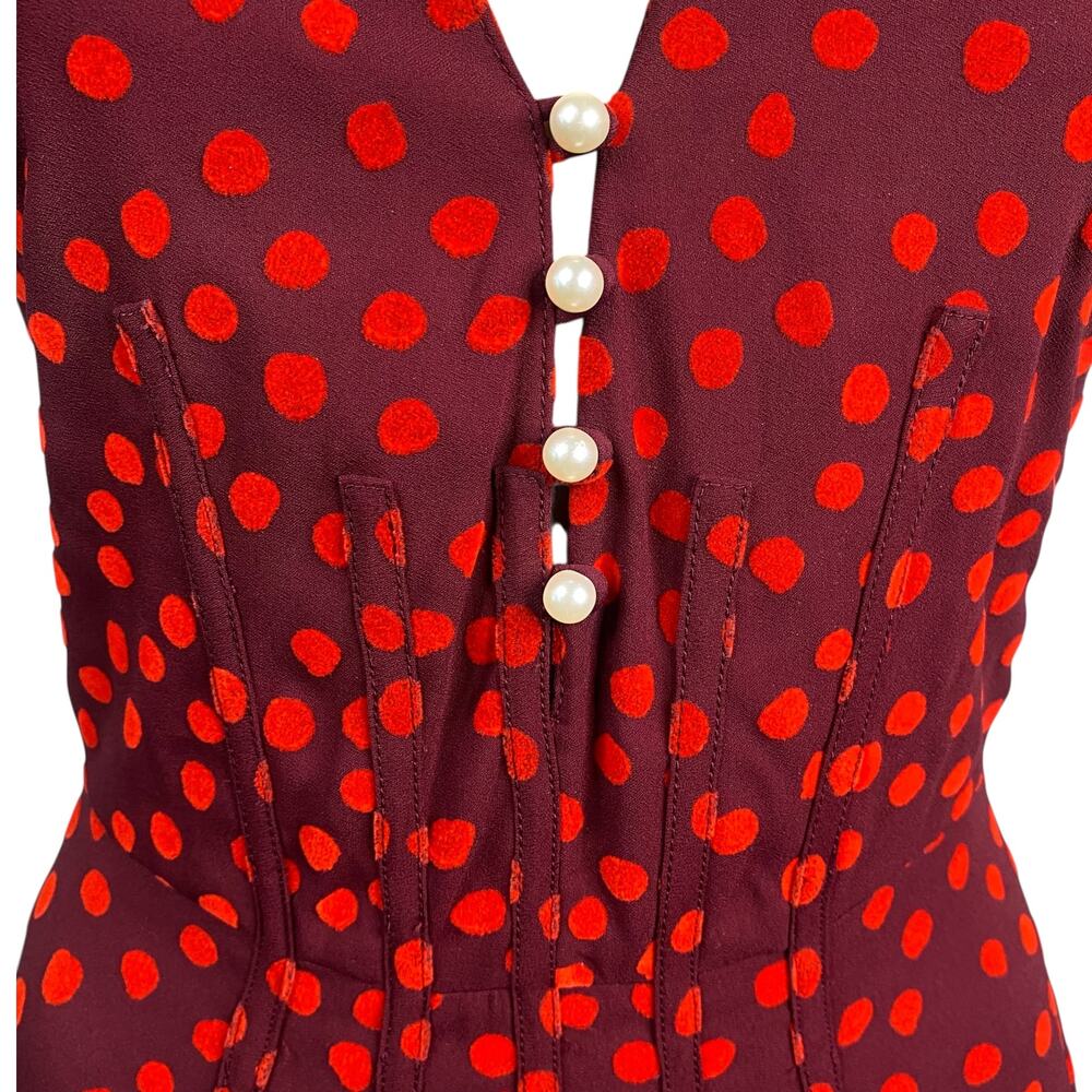 Altuzarra 2017 Runway Velvet Polka Dot Dress FR 34 US 2 Red Corset Flare Mini - Picture 8 of 16